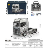 1/18 Plastic 6X4 Remote Control Tractor Truck SC 770S 1501 RWD RC Lorry Vehicle Light Sound RTR Model Toys for Adults