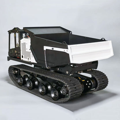 WKLC Metal 1/14 Hydraulic RC Dump Truck T14R Crawler Tracked Tipper Construction Machine Light Sound System Flysky ST8 Radio