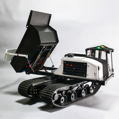 WKLC Metal 1/14 Hydraulic RC Dump Truck T14R Crawler Tracked Tipper Construction Machine Light Sound System Flysky ST8 Radio