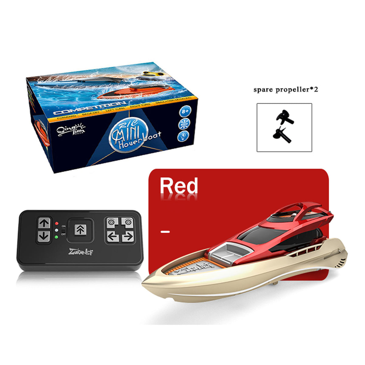 Ferngesteuertes Boot, Mini-Rennschiff, Akku-Propeller, RC-Mini-Modell, 2,4 GHz, fahrbereit mit wiederaufladbarem Akku
