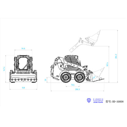 TOUCAN RC HOBBY LESU 1/14 Metal RC Loader Aoue-LT5H Hydraulic Wheeled Skid-Steer Construction Vehicle Model Light Sound DIY Wheels Hubs fork Bucket Gripper Ripper Scarifier Shovel Clamp