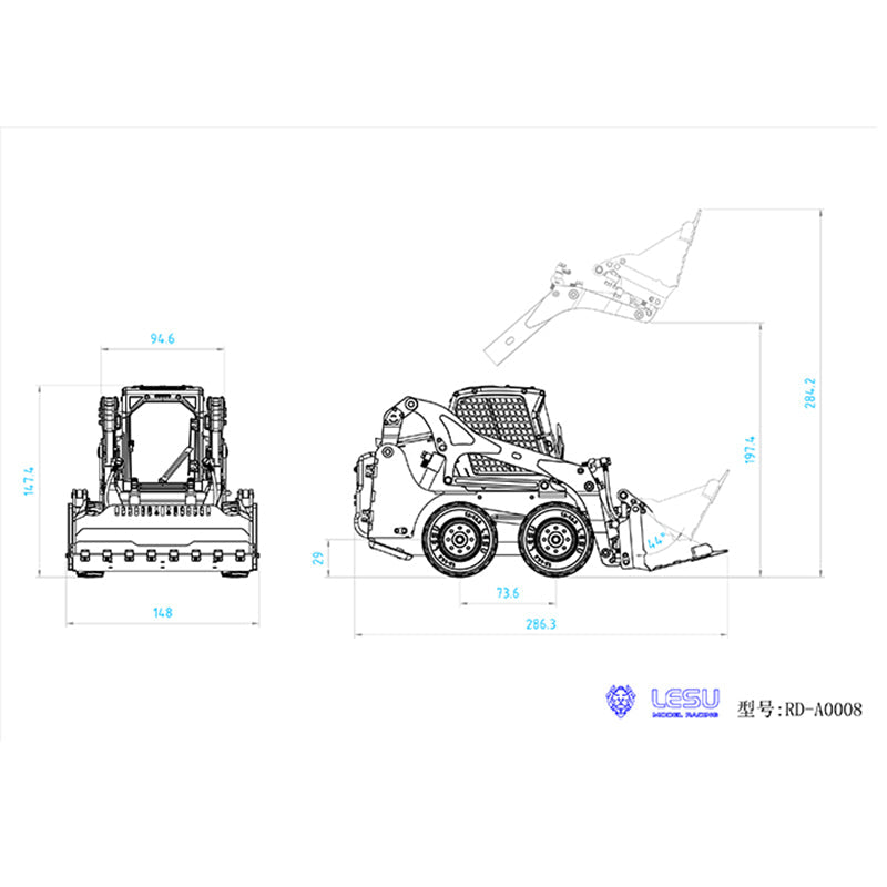 TOUCAN RC HOBBY LESU 1/14 Metal Wheeled Skid-Steer Hydraulic RC Loader Aoue LT5H I6S RTR Painted Ripper Scarifier Gripper Sieve Bucket Trailer