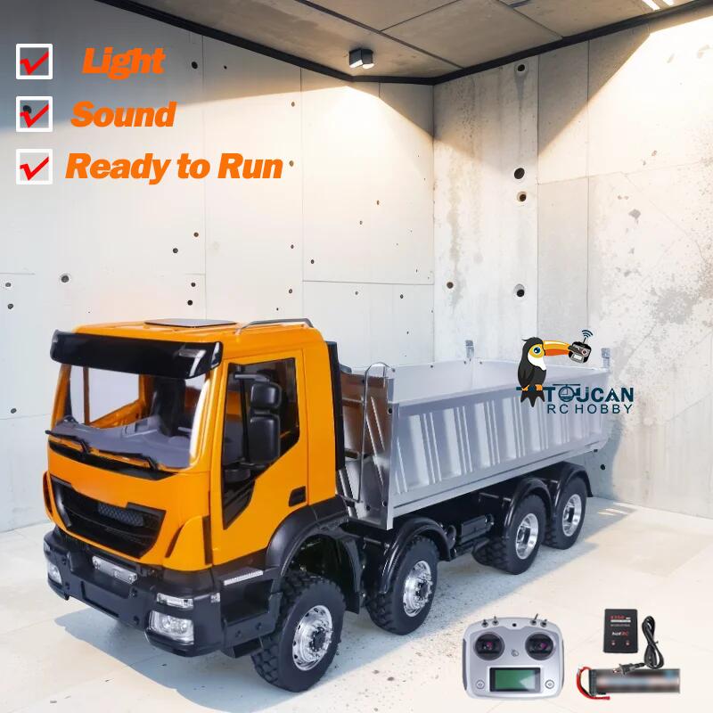 TOUCAN RC HOBBY LESU 1/14 Painted RTR RC Hydraulic Dump Truck 8X8 for Metal Chassis Lock Differential Steering Servo Charger ESC