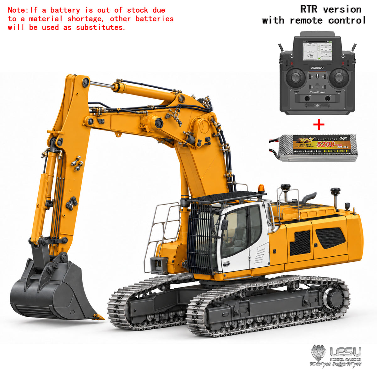 TOUCAN RC HOBBY LESU LR956 B0030 3Arms 1/14 Metal RC Hydraulic Drive Excavator Dual Pumps 10CH Valve Brushless Motor Light PL18EVLITE Radio No Sound