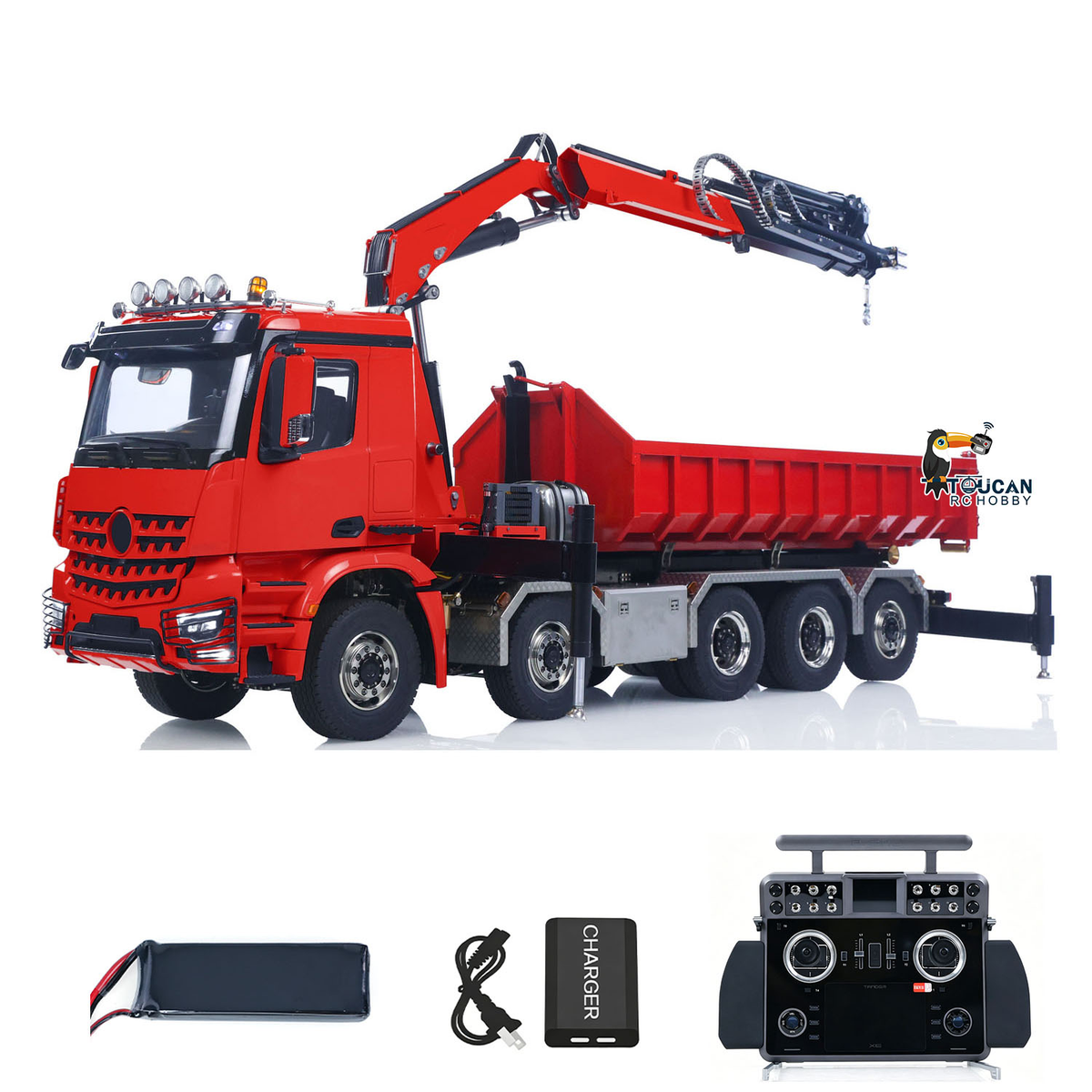 TOUCAN RC HOBBY  1/14 10*10 Metal RC Hydraulic Roll 0n Off Dumper 3 Speed Transmission Rear Axle Steering 9-way Reversing Valve Model