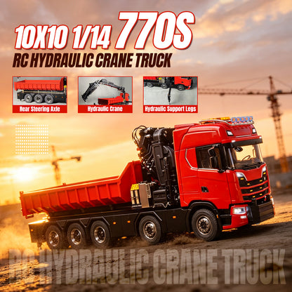 TOUCAN RC HOBBY 770S 10X10 1/14 RC Hydraulic Crane Remote Control Engineering Vehicle 3Speed Transmission for Modelers