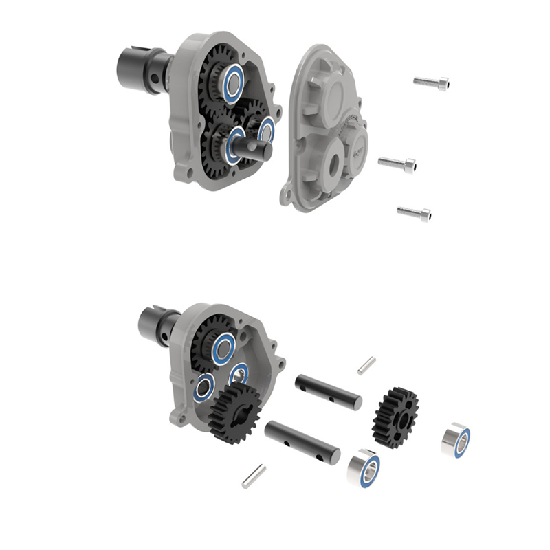 Metall-Frontluftgitter-Haubenstange, 2,8-Zoll-Nabe, verbesserte Wellen und Gehäuse für das Verteilergetriebe für 1/6 CAPO RC SIXER1 Crawler-Automodell