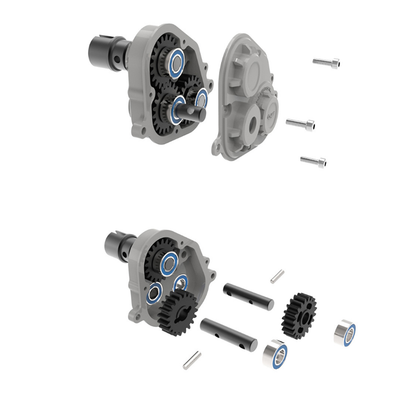 Metall-Frontluftgitter-Haubenstange, 2,8-Zoll-Nabe, verbesserte Wellen und Gehäuse für das Verteilergetriebe für 1/6 CAPO RC SIXER1 Crawler-Automodell