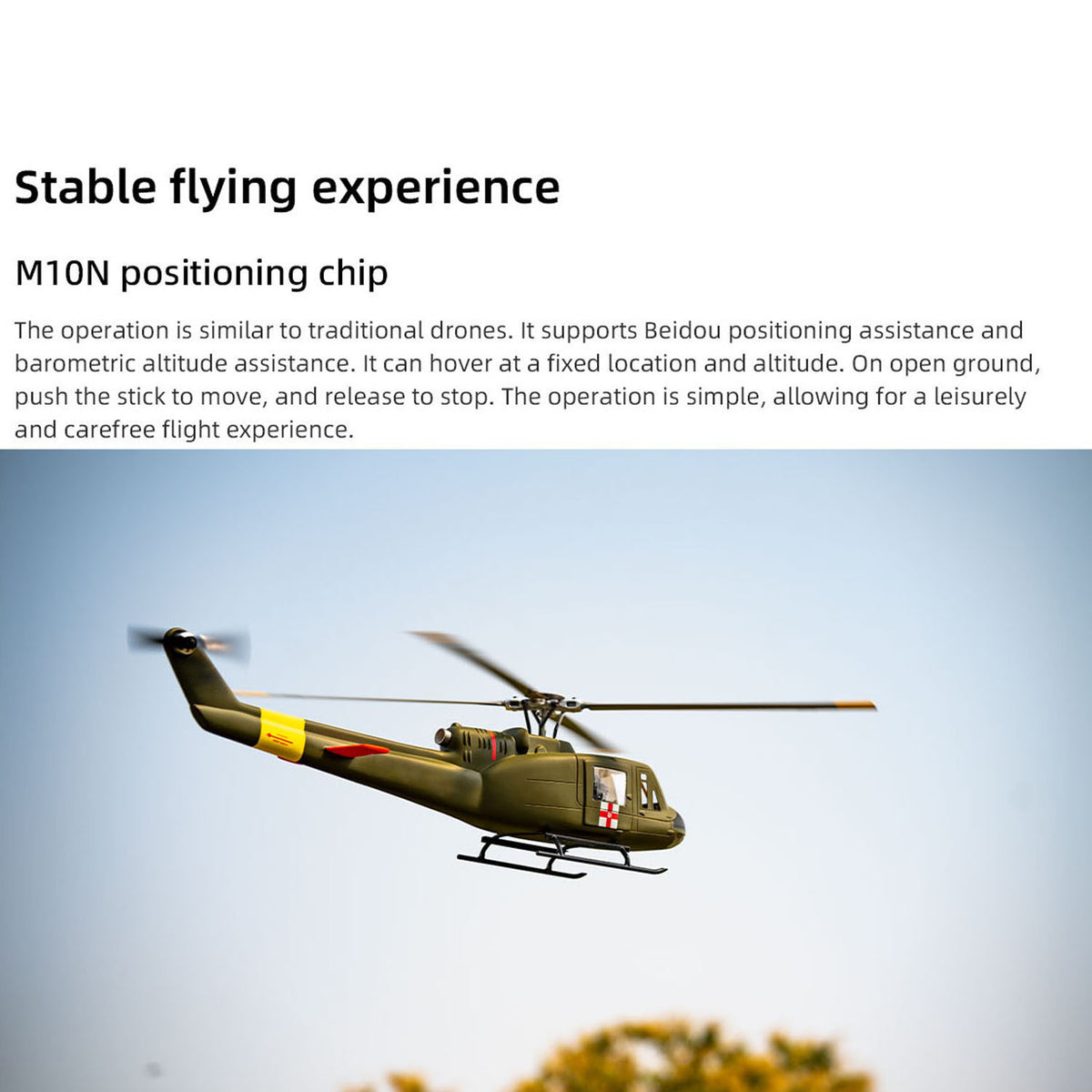 FLYWING UH1 V4 Ferngesteuerter Hubschrauber GPS Automatischer Flug Bürstenloser Motor 60A Dual ESC Niedrige Batterie Rückkehr Huey Geschenke für Erwachsene