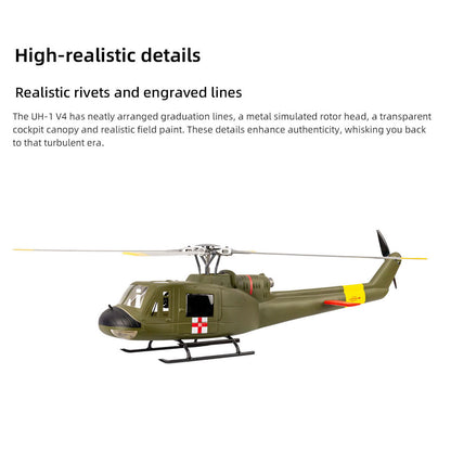 FLYWING UH1 V4 Ferngesteuerter Hubschrauber GPS Automatischer Flug Bürstenloser Motor 60A Dual ESC Niedrige Batterie Rückkehr Huey Geschenke für Erwachsene