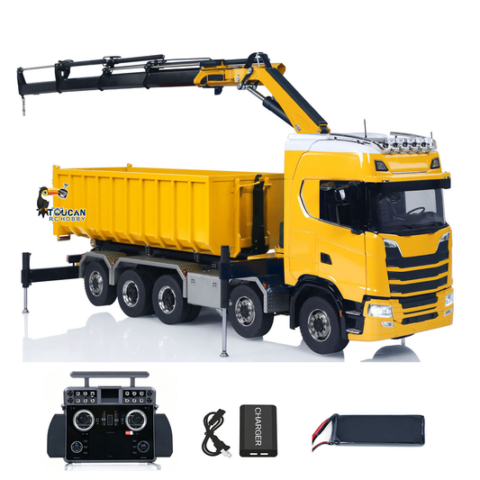 TOUCAN RC HOBBY  770S 1/14 5 Axles Metal RC Hydraulic Roll 0n Off Dumper Rear Axle Lifting 9-Way Reversing Valve for Model Enthusiasts