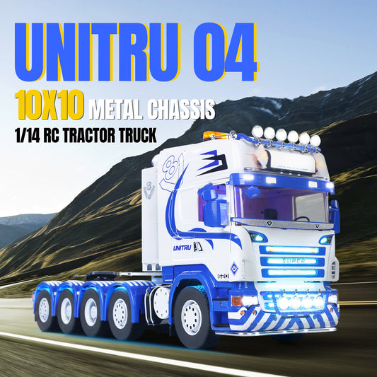 Unitru 04 10x10 Metallchassis SC 3Speed 1/14 RC Sattelzugmaschine RTR Fernbedienung LKW Auto Rauch Licht Ton ST8 Radio Batterie