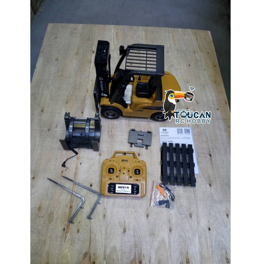 Second Hand Fast Free Shipping EU Stock HIUNA 577 1/14 Electric Lifting Remote Control Forklift Model RC Construction Vehicle Battery Light Sound Effect Battery