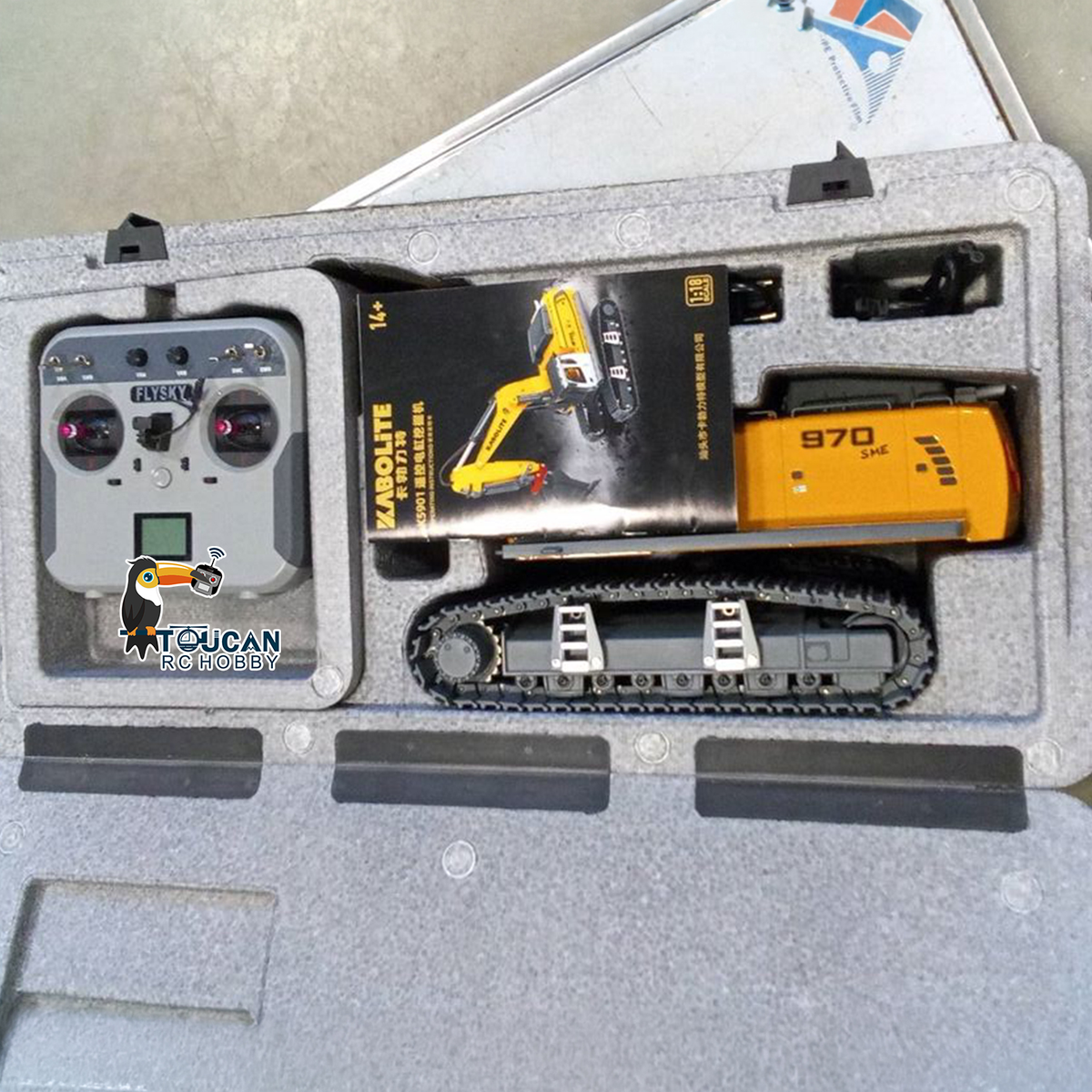 Second Hand Fast Free Shipping CA Stock 1/18 Kabolite 5901 100S Electric Lifting RC Excavator Flysky Remote Control Digger Engineering Vehicle Electric Ripper Hammer