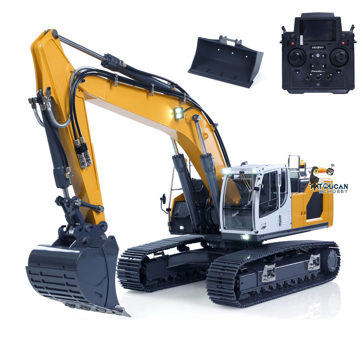 XDRC 945 Metal 1/14 Excavator Hydraulic Crawler with 5CH Reversing Valve and PL18EV Radio System including Sound and Lights without Battery  