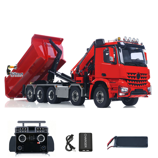 TOUCAN RC HOBBY 1/14 Hydraulic RC Crane Tipper Truck 10x10 Full Dump Car Engineering Vehicle Model  3-speed Gearbox Light Sound System
