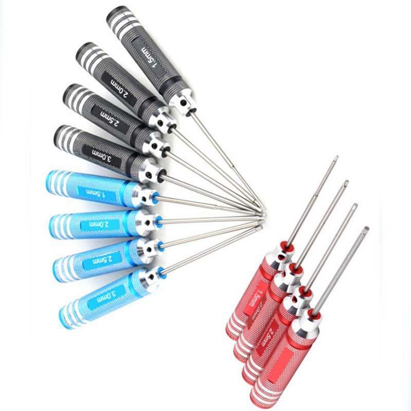 4-teiliger Sechskantschraubendreher-Satz aus Metall für 1/14 RC-Autos, ferngesteuerte Fahrzeuge, DIY-Teile, 1,5 mm, 2,0 mm, 2,5 mm, 3,0 mm, Hobby-Modell