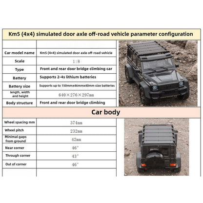 1/8 TRACTION HOBBY Ferngesteuertes Geländefahrzeug KM5 RC Crawler Portalachse Differentialsperre AWD 2-Gang-Getriebe 775 Bürstenmotor