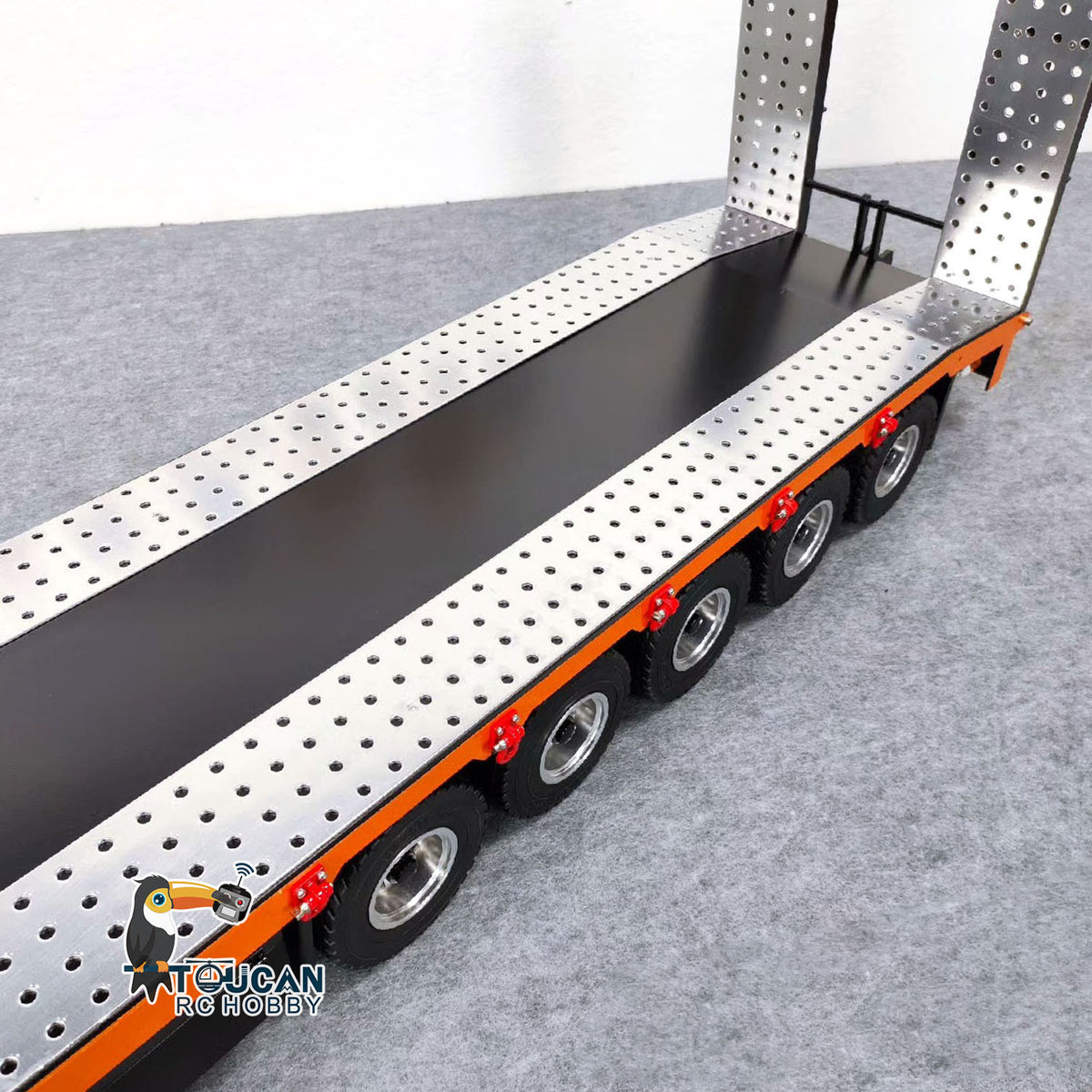 TOUCAN RC HOBBY 1:14 5-axle Metal Trailer Electric Tailgate Legs for RC Tractor Car Trucks Model