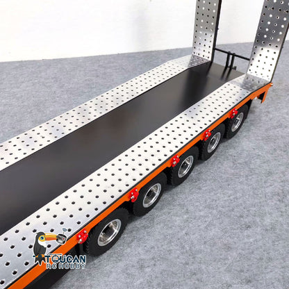 TOUCAN RC HOBBY 1:14 5-axle Metal Trailer Electric Tailgate Legs for RC Tractor Car Trucks Model