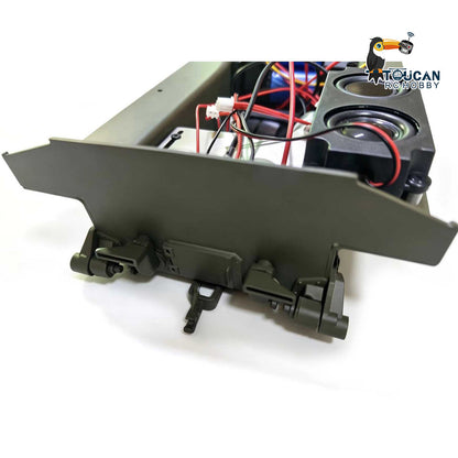 Metallchassis, Raucheinheit, Getriebe, Stromversorgung, blauer Motor, Lautsprecherschalter für Henglong 1/16 RC-Kampfpanzer 3898 USA M4A3 Sherman-Modell