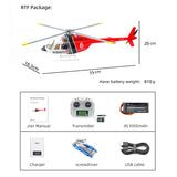 2.4G RC Scale FlyWing BELL 206 Helicopter 4 Blade Rotor Remote Control Aircraft GPS Brushless Motor Battery RTF Smart Drone Gift