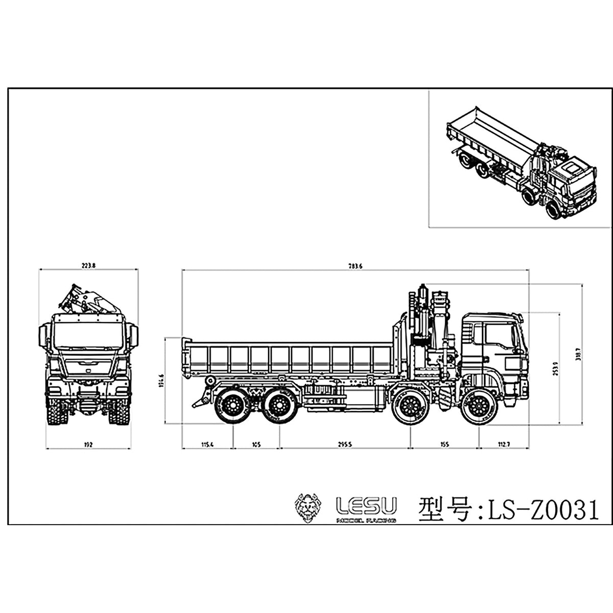 TOUCAN RC HOBBY LESU 1/14 8x8 Radio Controlled Metal Roll on/off Hydraulic Truck A0014 Crane Dumper Tipper Reversing Valve Motor Servo ESC DIY Car Model