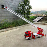 1/14 Remote Control Lift Ladder Fire Truck Electric RC Rescue Vehicle 4x4 Metal Chassis Flysky ST8 Radio Light System Sounds