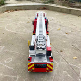 1/14 Remote Control Lift Ladder Fire Truck Electric RC Rescue Vehicle 4x4 Metal Chassis Flysky ST8 Radio Light System Sounds