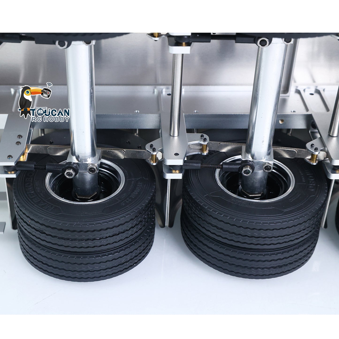 TOUCAN RC HOBBY MD Metal 3Axles Flatbed Trailer Manual Support Legs for 1/14 Remote Control Tractor Truck 770S RC Digger Loader DIY Model