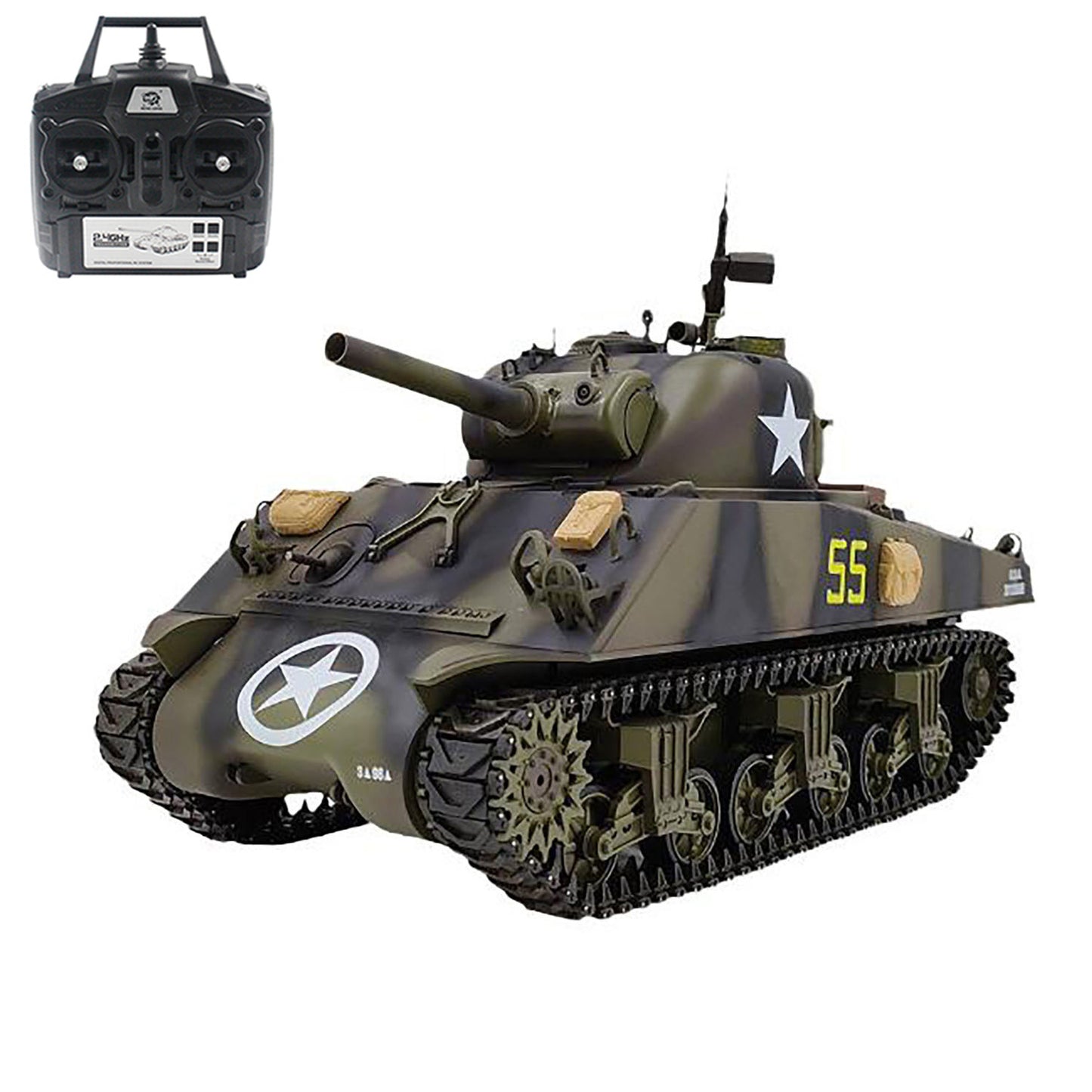 Henglong 1/16 7.0 Plastic RC Tank M4A3 Sherman 3898 RTR Military Model 320degree Barrel Recoil BB IR Smoking Steel Gearbox Battery