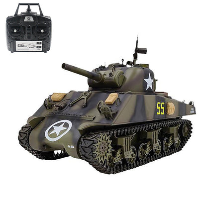 Henglong 1/16 7.0 Plastic RC Tank M4A3 Sherman 3898 RTR Military Model 320degree Barrel Recoil BB IR Smoking Steel Gearbox Battery