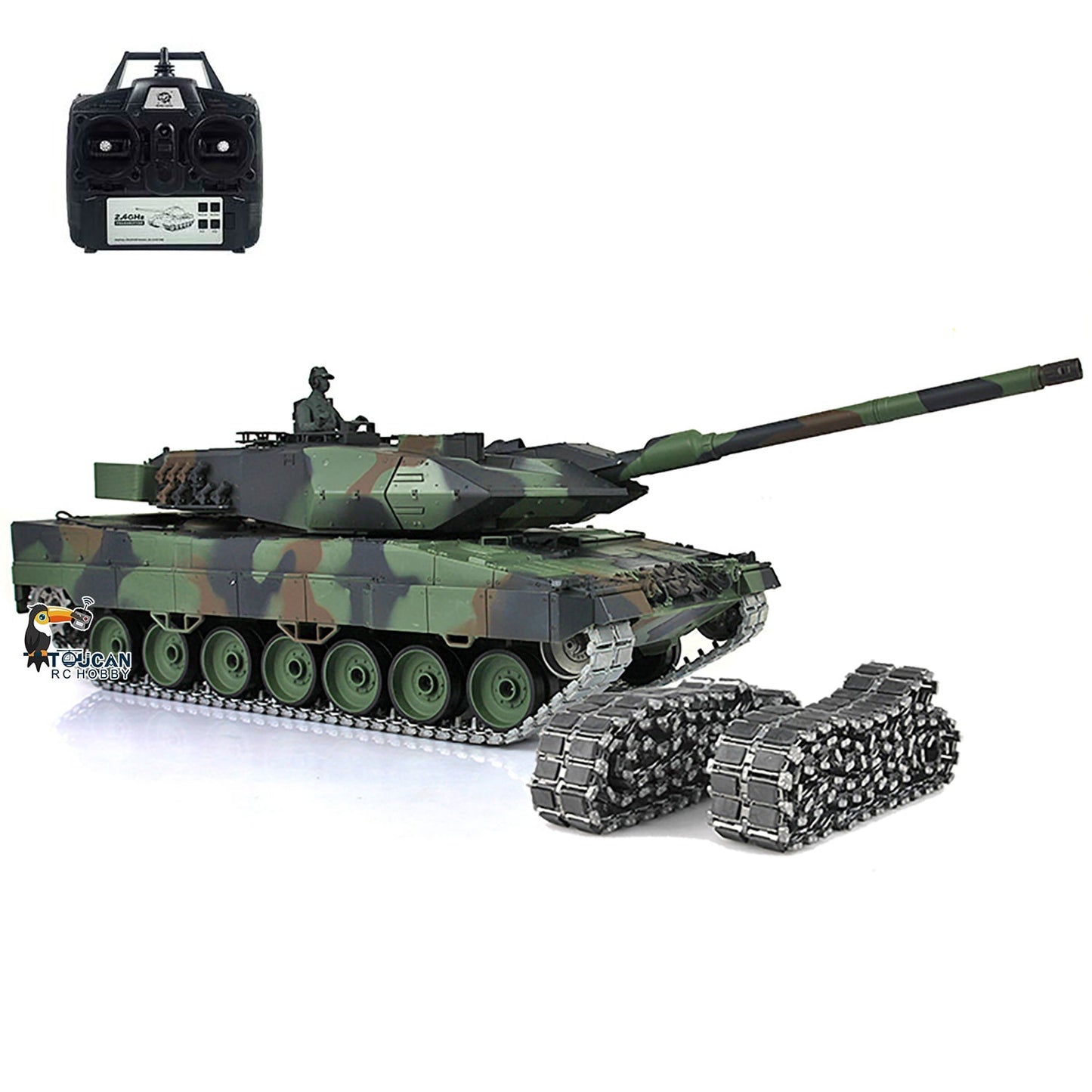 Henglong 1/16 TK7.0 German Leopard2A6 RTR RC Tank 3889 BB IR Smoke Sound Light Metal Gearbox Track with Rubber Sprockets Idlers Wheels