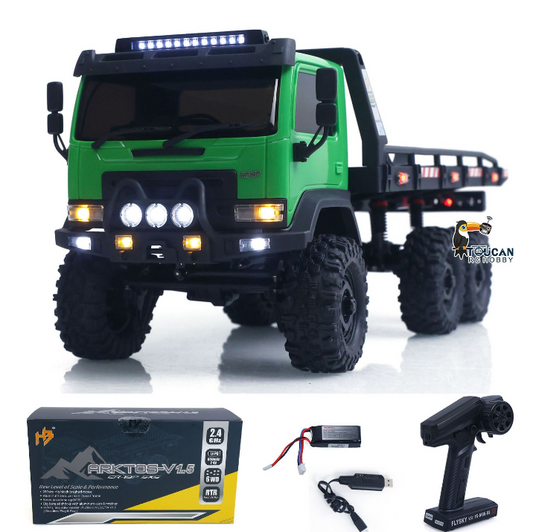 TOUCAN RC HOBBY Fast  Free Shipping 1/18 Remote Control Flatbed Truck 6*6 Electric RC Off Road Vehicle Model Metal Chassis Gear Light System Flysky Radio No Sounds