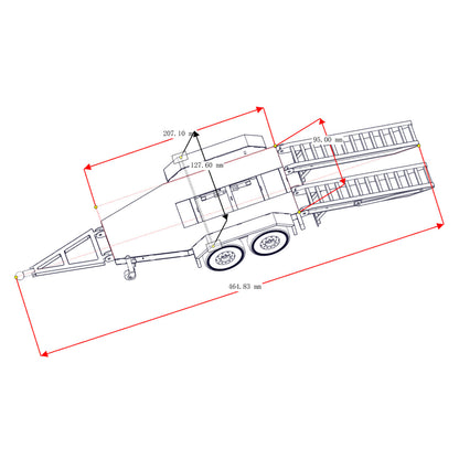 JX Model 1/14 ET2 2Axles Trailer For E20 Remote Control Excavator Support Legs Stainless Steel Tailboard Almost Assembled