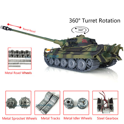 1/16 Henglong 3888A RC Tank Full Metal Road Wheels Metal Tracks 360° Turret Rotation Barrel Recoil RTR