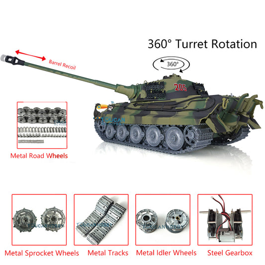 1/16 Henglong 3888A RC Tank Full Metal Road Wheels Metal Tracks 360° Turret Rotation Barrel Recoil RTR