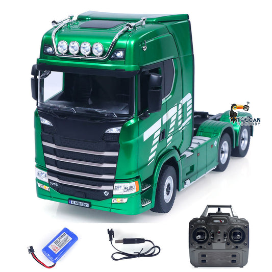 1/18 RC Tractor Truck HUINA 1501PRO 6x4 Plastic Green Painted RTR Front View