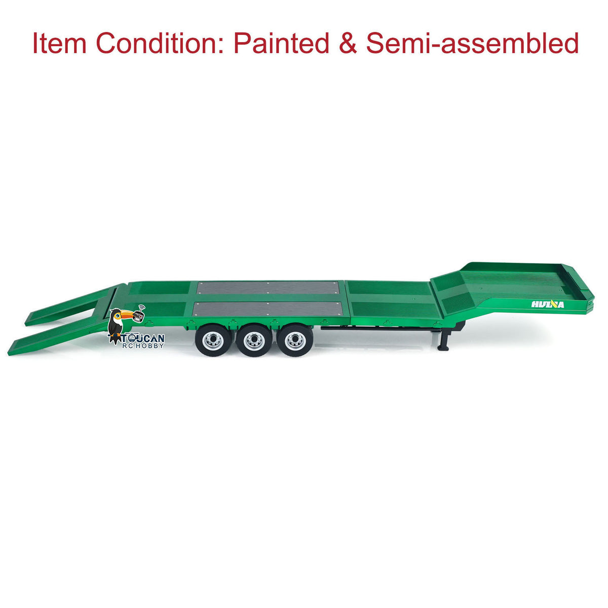  1/18 RC Trailer HUINA 1502 3 Axles Suspension and Wheels Underneath View