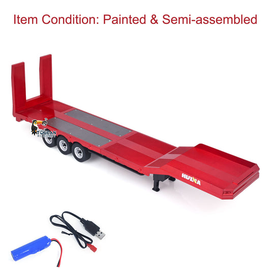 1/18 RC Semi Trailer HUINA 1502 3 Axles Plastic Gray Painted Front View