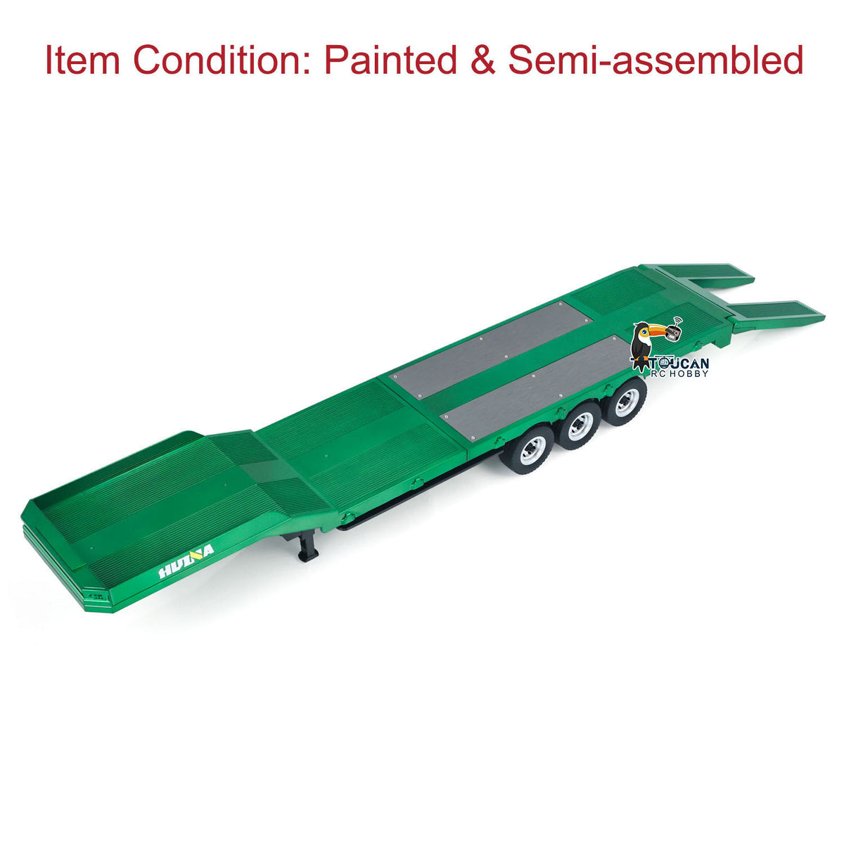 1/18 RC Flatbed Semi Trailer HUINA 3 Axles Electric Folding Tail Board Rear Angle