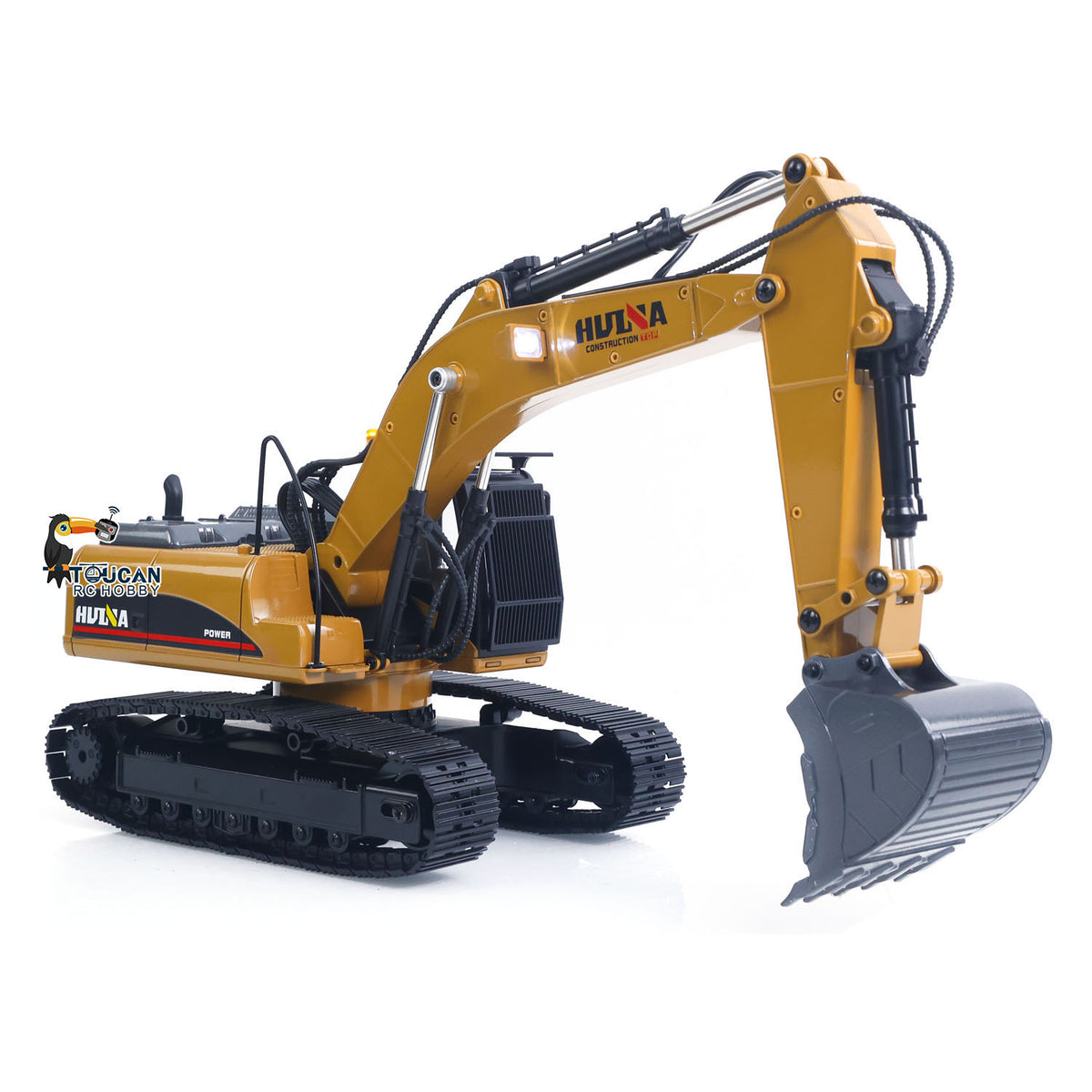 1/14 HUINA 1580 RC Digger With Electric Hammer Attachment And Manual Quick Coupler Side Profile