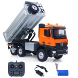 1/14 RC Dump Truck HUINA 1598 Orange Painted Front View