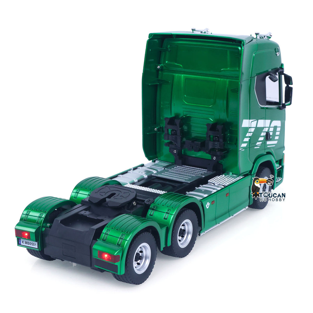 1/18 HUINA RC Tractor Truck 7.4V LiPo Battery and USB Charging Cable Included Rear Angle