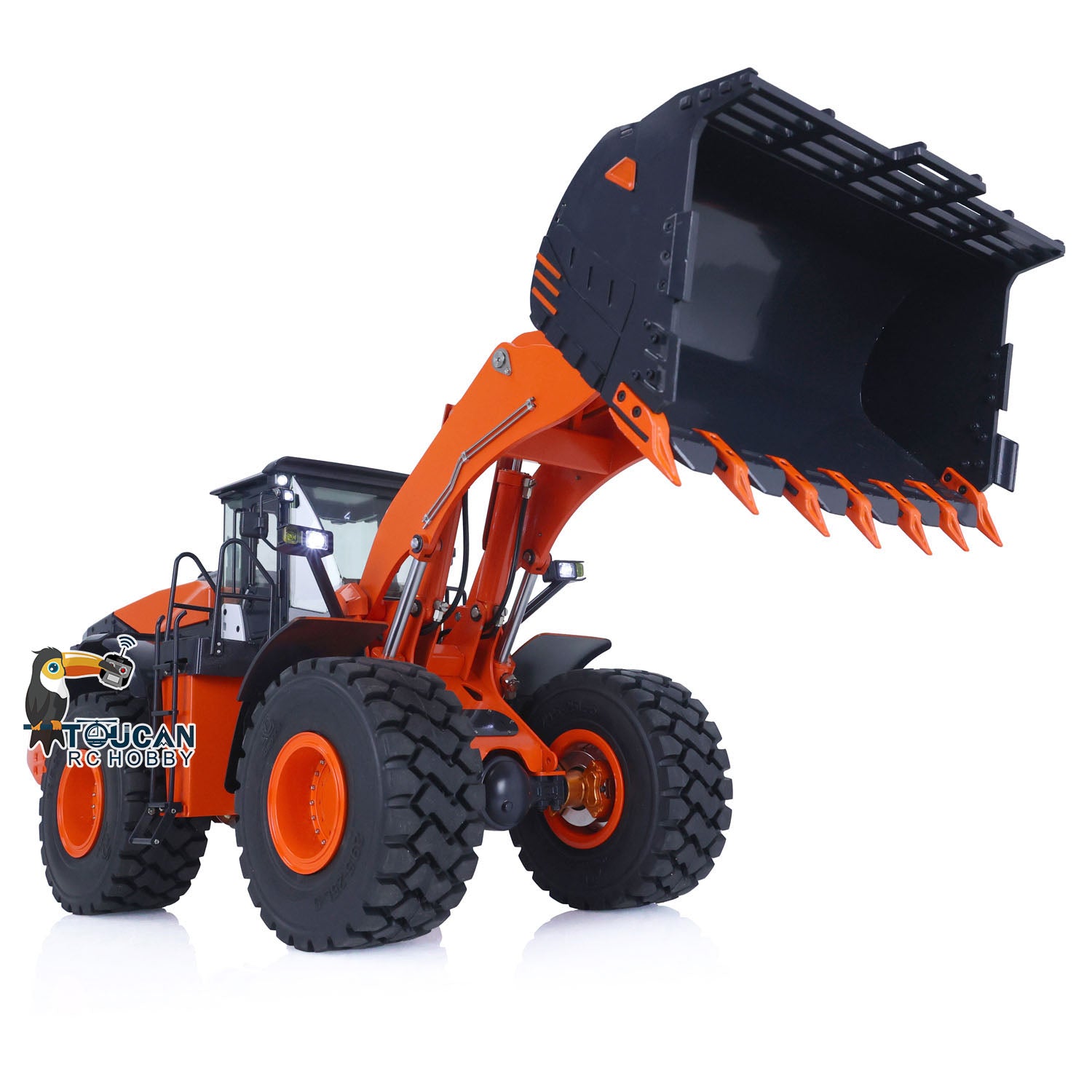 1/14 scale hydraulic loader right side showing hydraulic cylinders