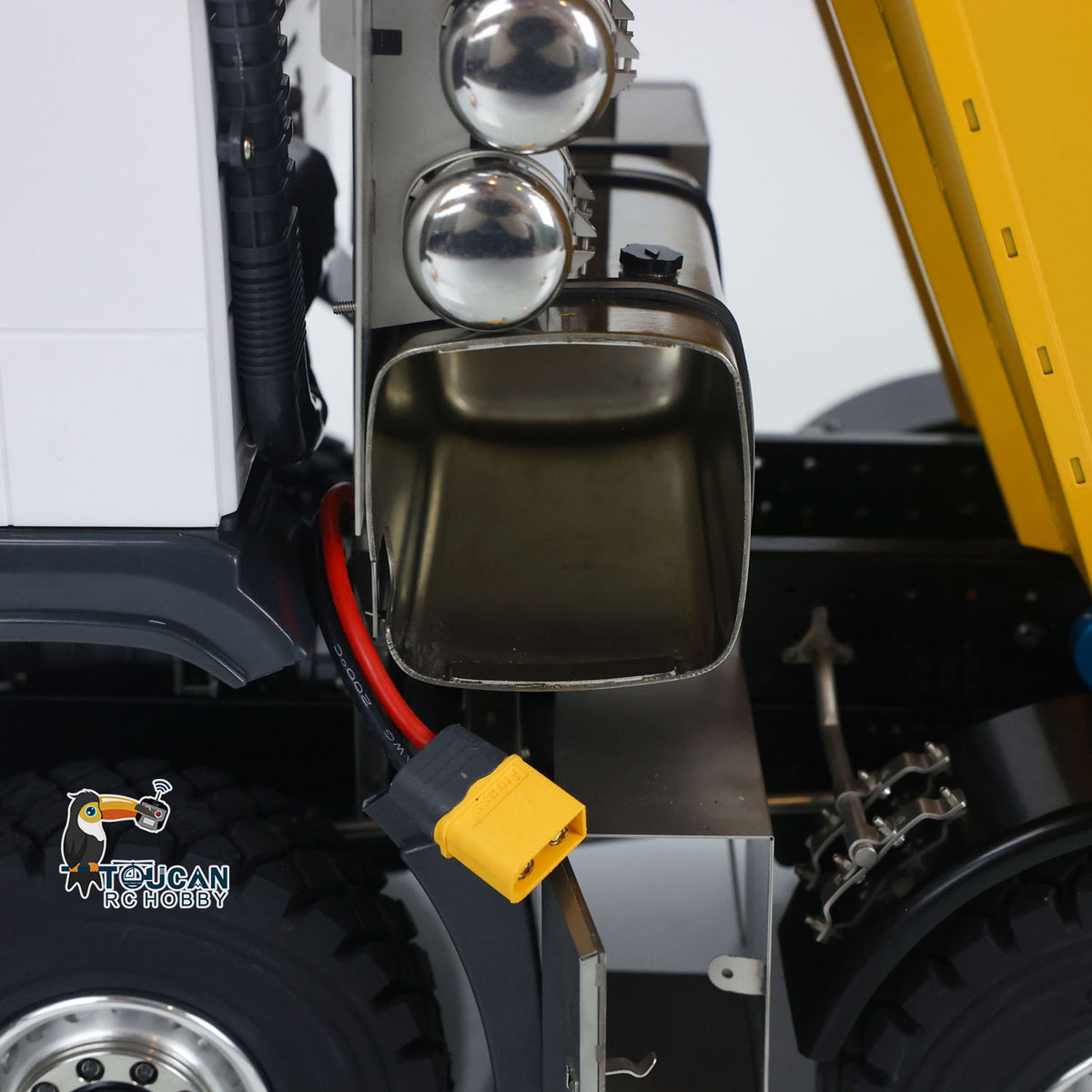 JDM 219 Metal 1/14 Dump Truck U-Bucket Hydraulic 10x10 with 3-Speed Transmission and 15KG Load Capacity featuring FS-i6S Transmitter Lights Sound and Battery