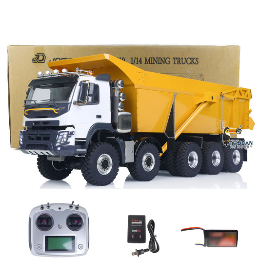 JDM 219 Metal 1/14 Dump Truck 10x10 Hydraulic Mining with U-Shaped High Bucket and 3-Speed Transmission including FS-i6S Radio Lights Sound Battery Charger