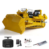 1/14 RC Hydraulic Bulldozer JDM 575 Full Metal Yellow Black Painted Front View