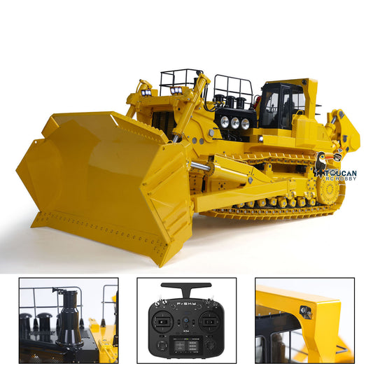 1/14 RC Hydraulic Bulldozer JDM 575 Full Metal Yellow Black PNP Frsky X14 Front View