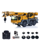 1/14 RC Hydraulic Mobile Crane JMJ D1050 All Terrain 3 Axle Painted Yellow Front View
